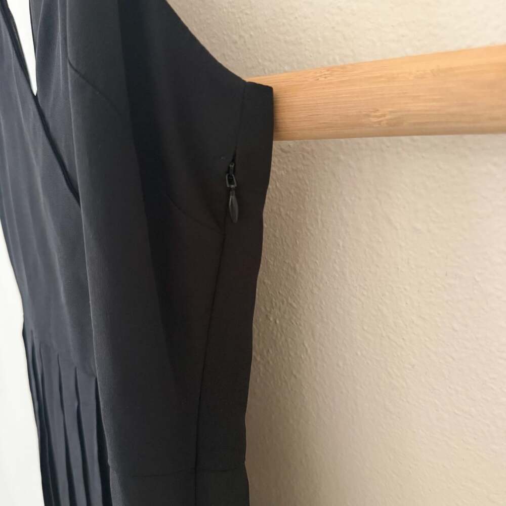 Tibi Pleated Maxi Dress Black Silk Spaghetti Strap Size 8 Evening Gown - Picture 7 of 12